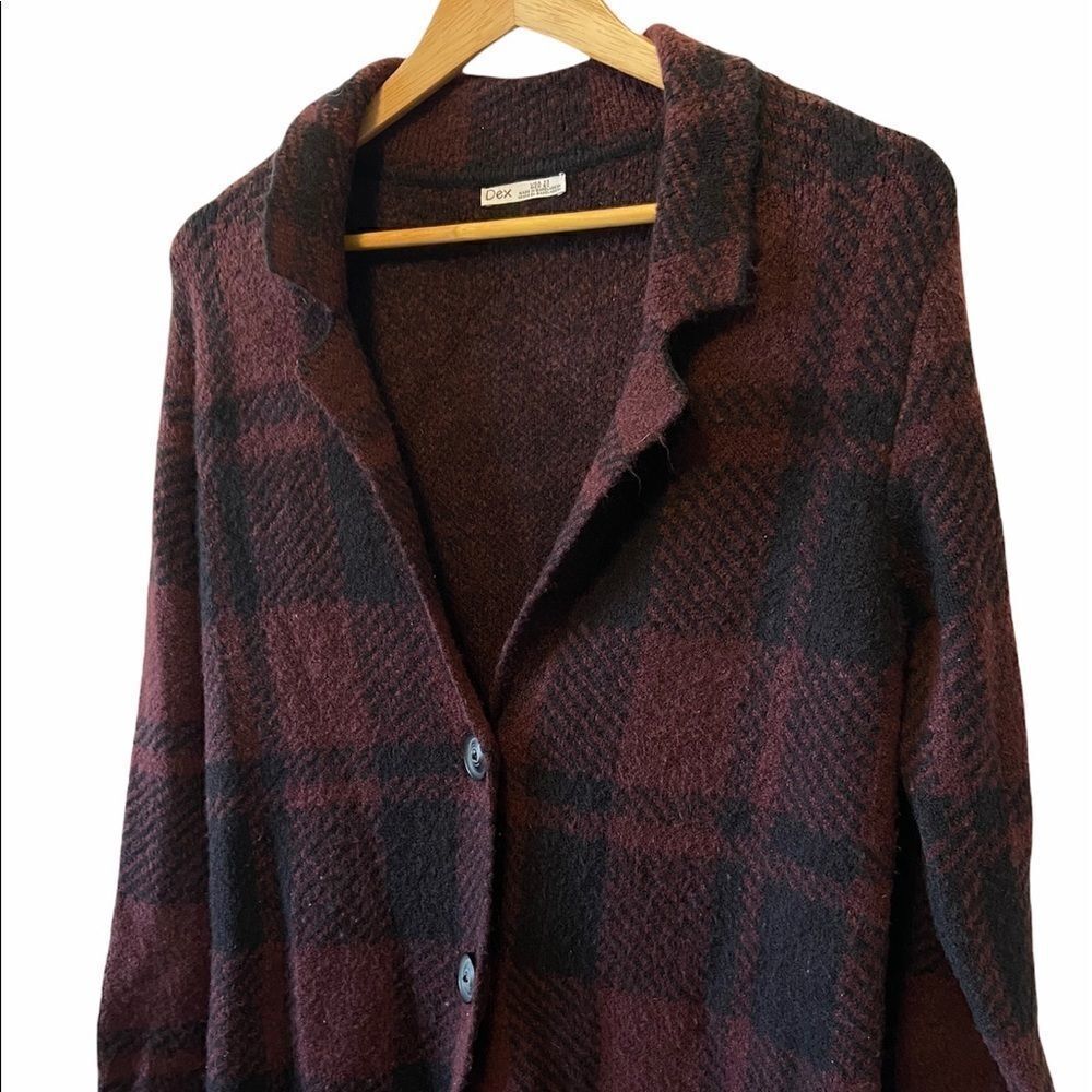 DEX Burgundy&Black Plaid Light Button Up Jacket XS - Picture 3 of 8